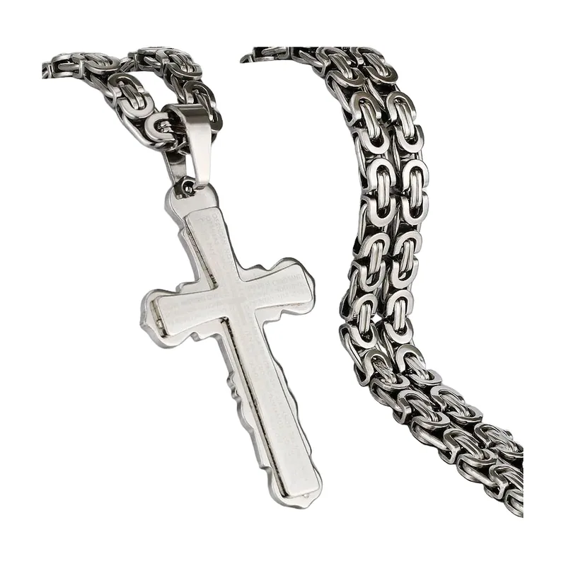Kreuz-Anhänger mit Byzantinischer Kette, Edelstahl
