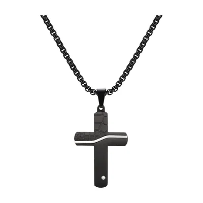 Collana con Pendente a Croce e Zirconia, Acciaio Inossidabile