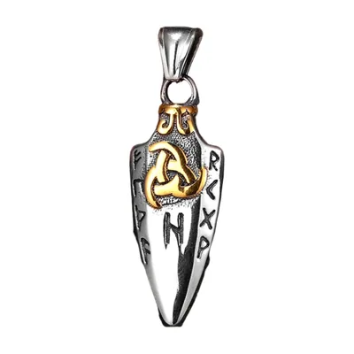 Colgante Gungnir de Odín con Runas Nórdicas, Acero Inoxidable