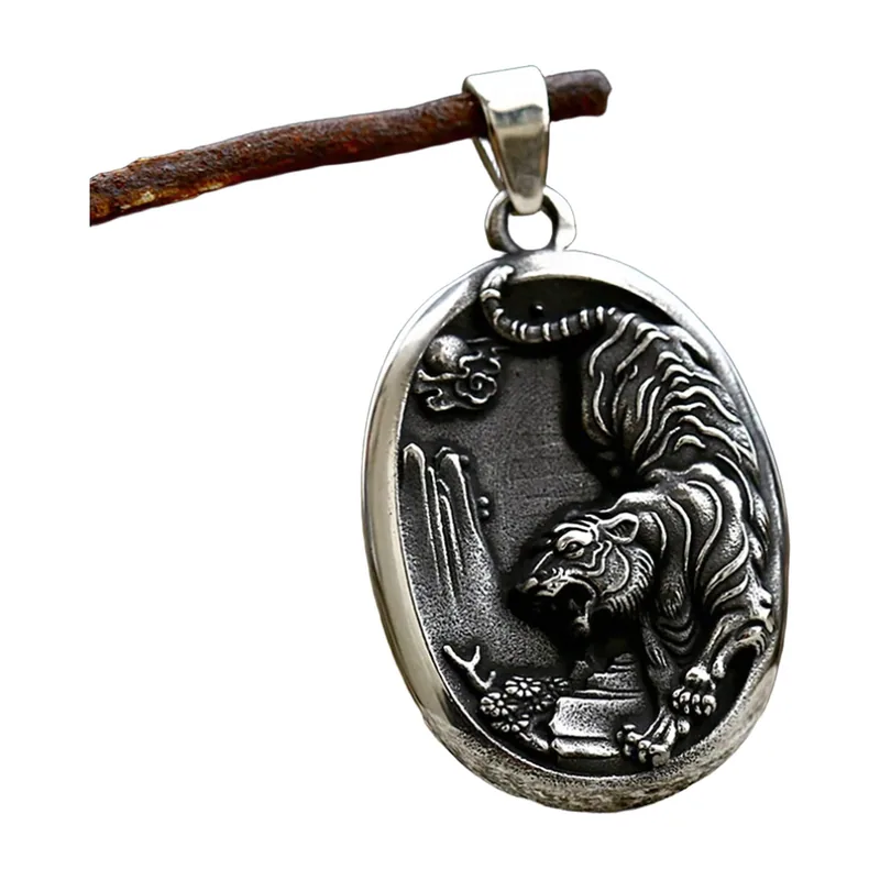 Collier Pendentif Tête de Tigre, Acier Inoxydable 316L