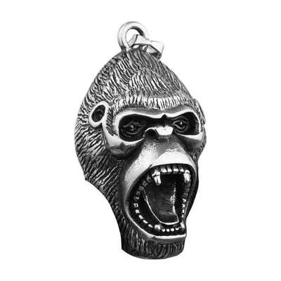 Collana con Pendente Testa di Gorilla, Acciaio Inossidabile