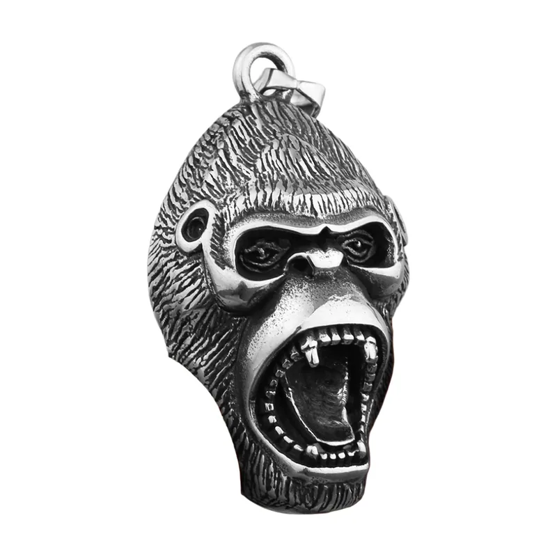 Collana con Pendente Testa di Gorilla, Acciaio Inossidabile