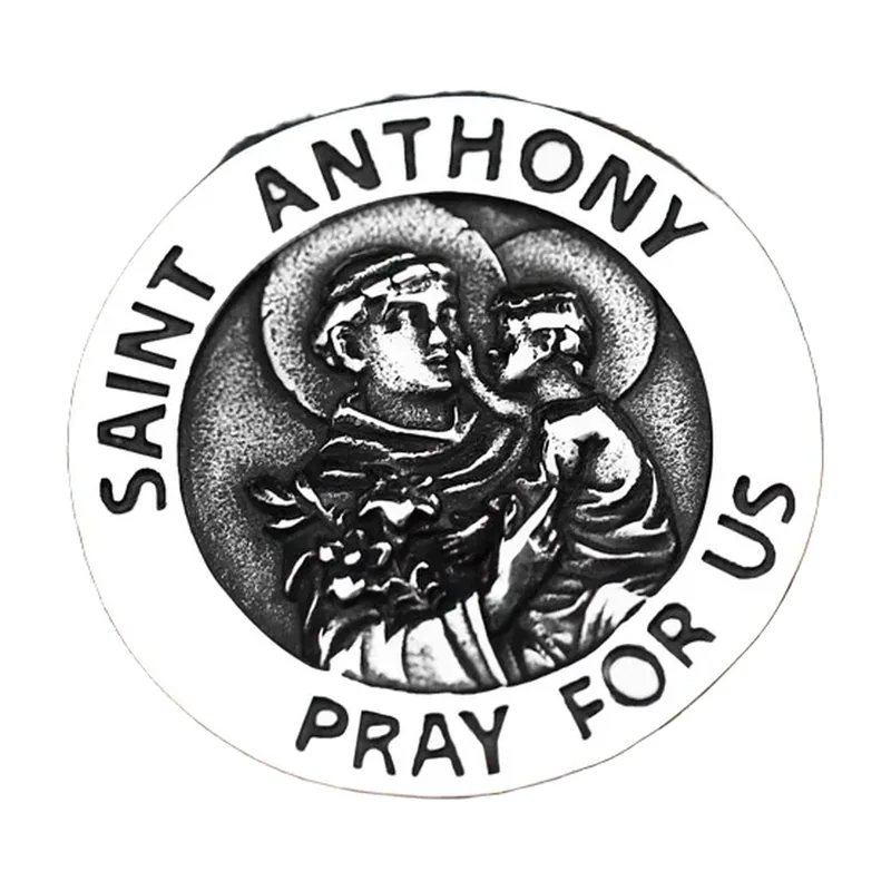 Heiliger Antonius Medaillon Anhänger mit Kette, Edelstahl