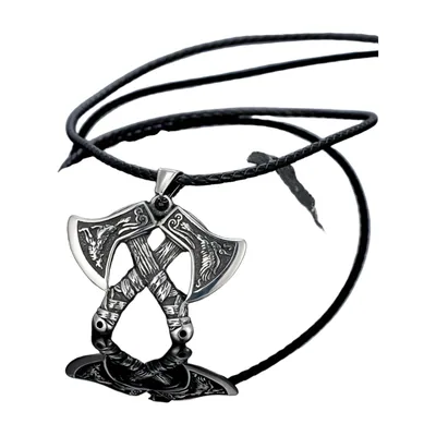 Colgante de Hacha Doble Vikinga con Cordón Trenzado, Acero Inoxidable
