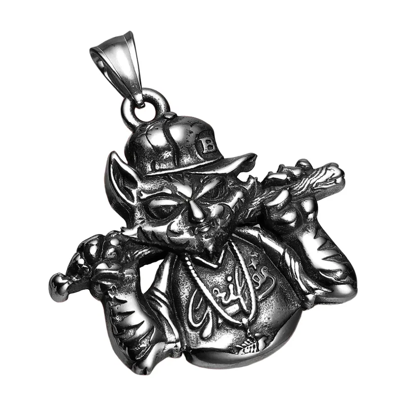 Katze mit Baseballschläger Anhänger Kette, Edelstahl