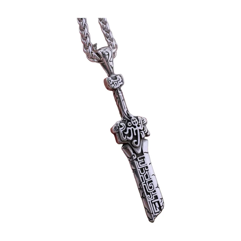 Collier Pendentif Épée Brisée et Chaîne, Acier Inoxydable