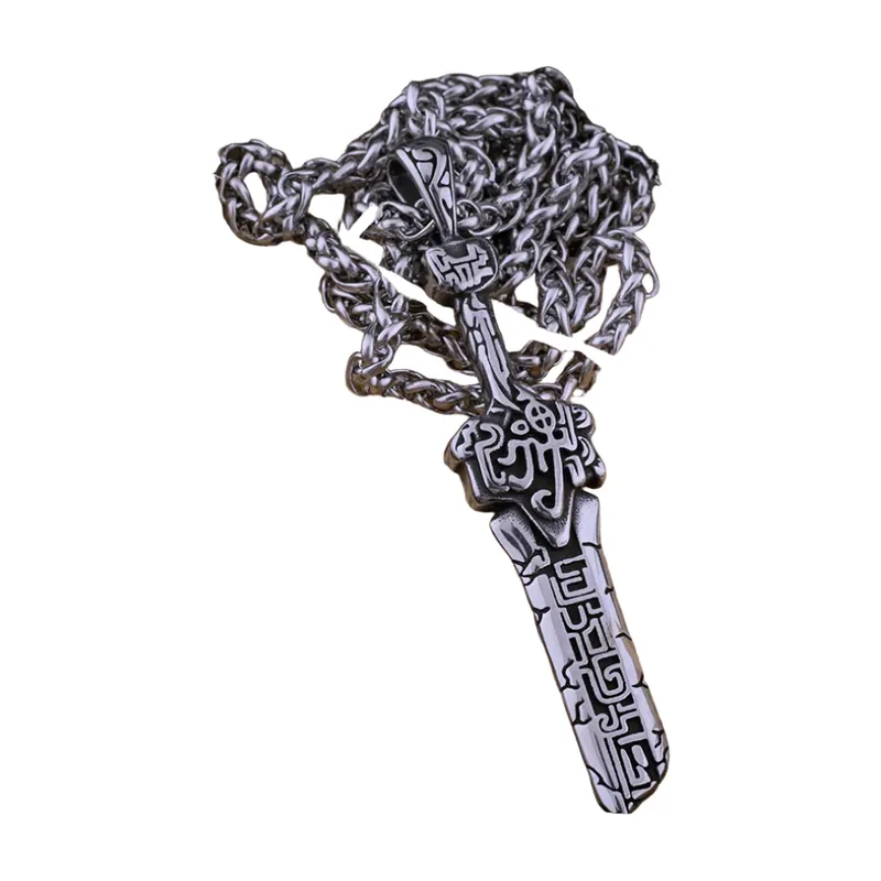 Pendentif Épée Brisée avec Chaîne Gourmette, Acier Inoxydable