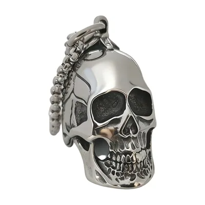 Totenkopf Anhänger mit Kugelkette, Edelstahl