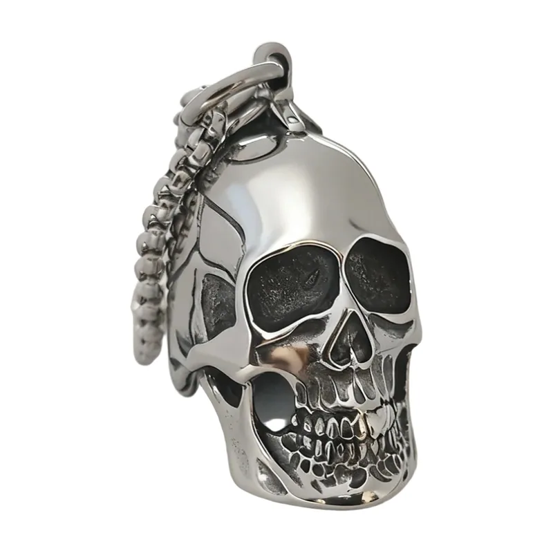 Colgante de Calavera con Cadena de Bolas, Acero Inoxidable