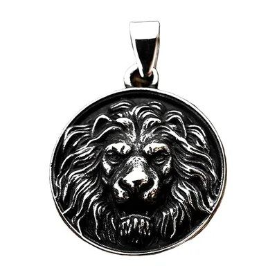 Medaillon Colgant Tête de Lion avec Chaîne, Acier Inoxydable