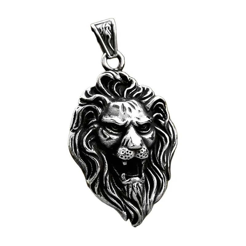 Collier Pendentif Tête de Lion, Acier Inoxydable 316L