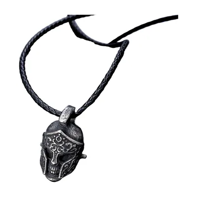 Collana con Pendente Elmo Spartano e Teschio, Acciaio Inossidabile