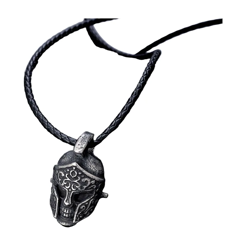 Colgante de Casco Espartano con Calavera, Acero Inoxidable