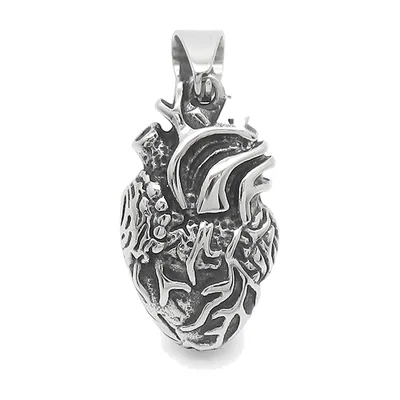 Colgante de Corazón Anatómico con Cadena, Acero Inoxidable 316L