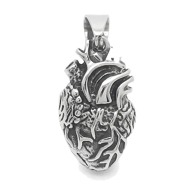 Collier Pendentif Cœur Anatomique, Acier Inoxydable 316L