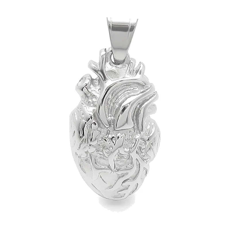 Collier avec Pendentif Cœur Anatomique, Acier Inoxydable 316L