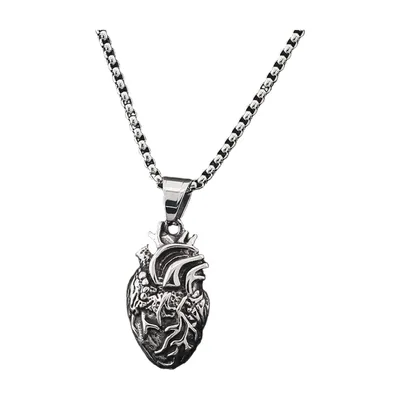 Collana con Pendente Cuore Anatomico, Acciaio Inox 316L