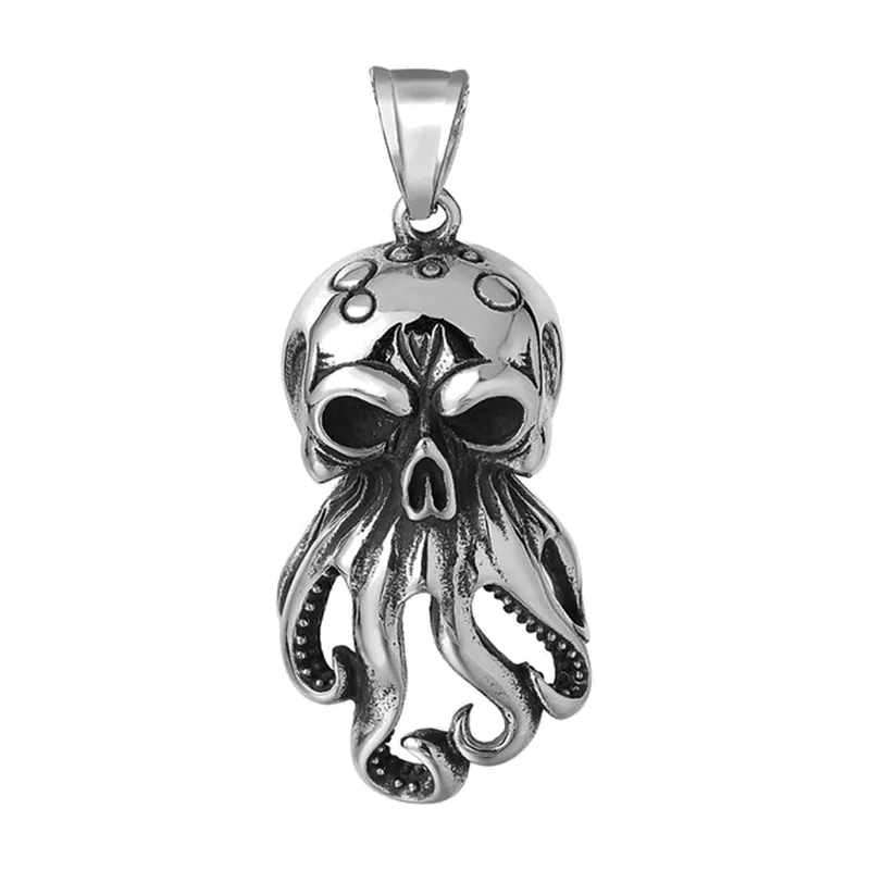 Collier Pendentif Crâne de Pieuvre, Acier Inoxydable 316L