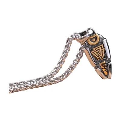 Odin Speer Gungnir und Valknut Anhänger mit Runenkette, Edelstahl