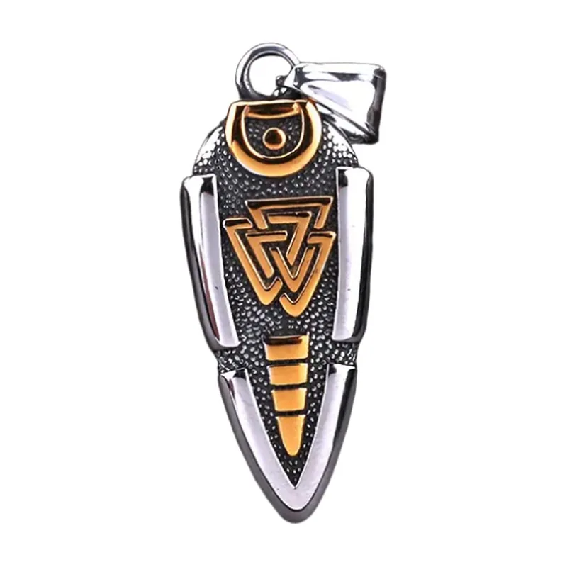 Collier Gungnir Lance d'Odin avec Valknut, Acier Inoxydable