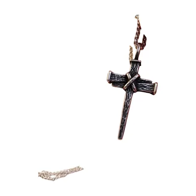 Colgante de Cruz Vintage con Cadena de Cuerda, Acero Inoxidable