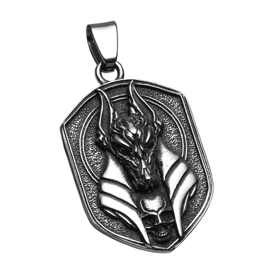 Anubis Anhänger mit Totenkopf-Detail aus Edelstahl