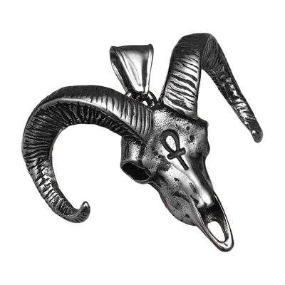 Ziegenkopf-Anhänger mit Ankh-Symbol, Edelstahl