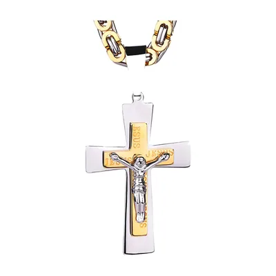 Kruzifix-Anhänger mit Byzantinischer Kette, Edelstahl