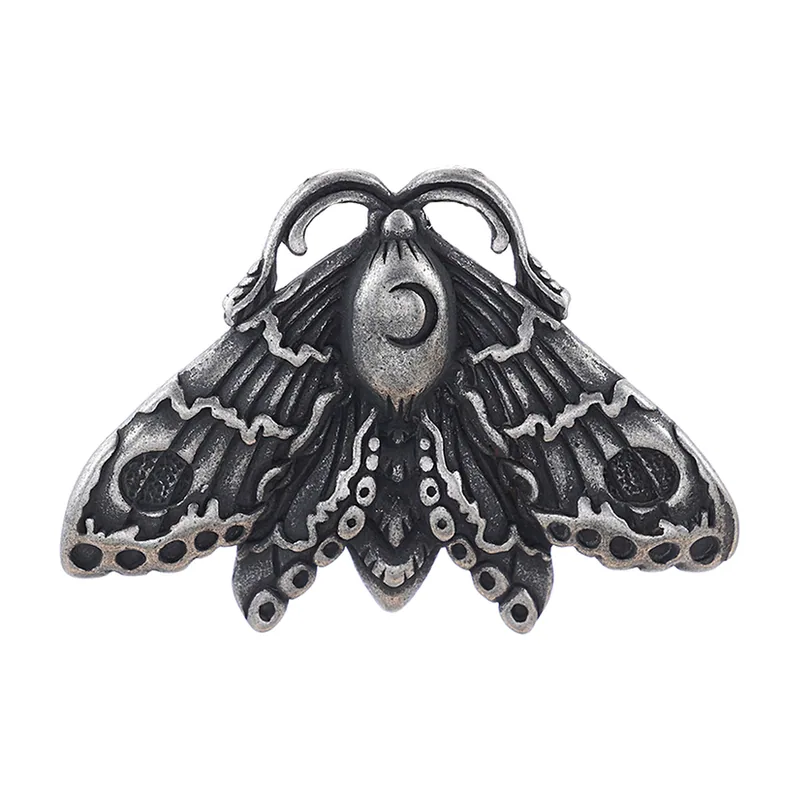 Collier Pendentif Papillon de Nuit et Lune, Acier Inoxydable