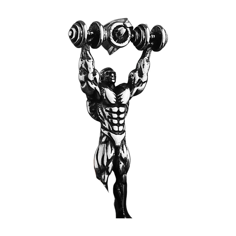 Colgante de Bodybuilder con Circonita, Acero Inoxidable
