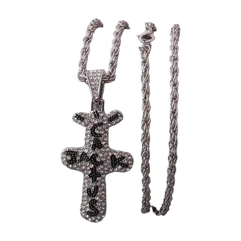 Collana con Pendente a Croce e Zirconia, Acciaio Inossidabile