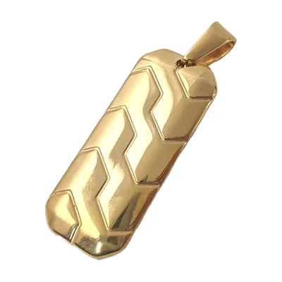 Geometric Tire Pattern Pendant with Curb Chain, Stainless Steel