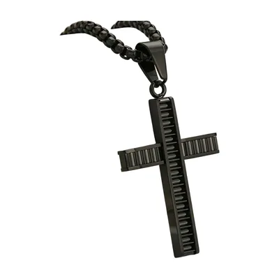 Collier Pendentif Croix Texturé, Acier Inoxydable