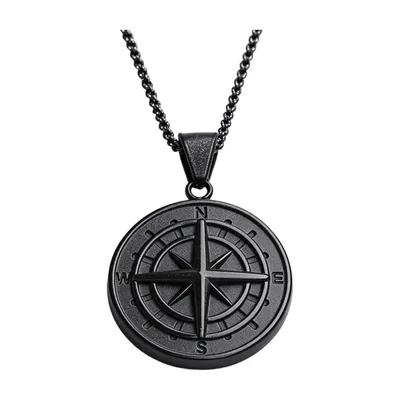 Colgante de Brújula con Cadena de Bolas, Acero Inoxidable