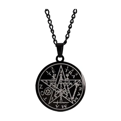 Pendentif Médallion Pentagramme avec Chaîne, Acier Inoxydable