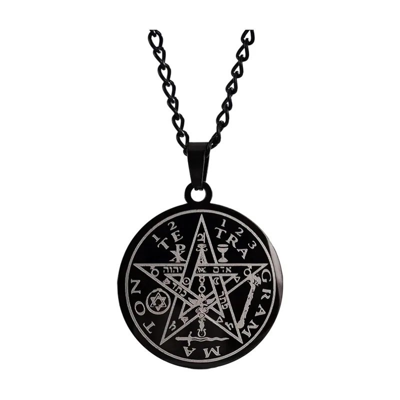 Pendentif Médallion Pentagramme avec Chaîne, Acier Inoxydable