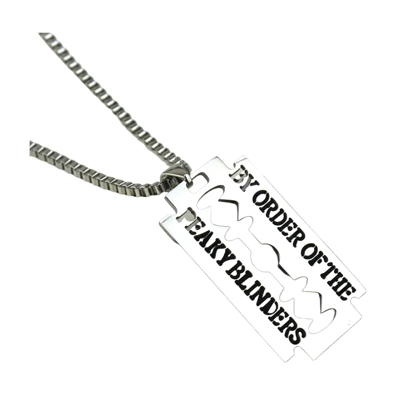 Collier Pendentif Lame de Rasoir et Chaîne, Acier Inoxydable