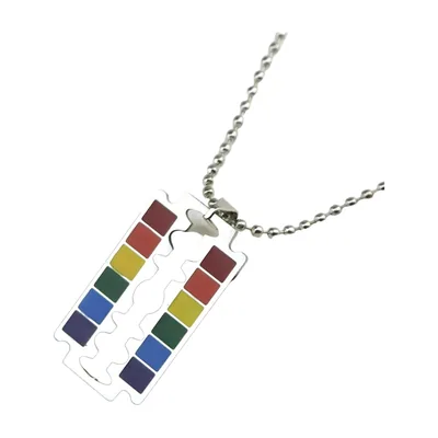 Pendente a Lametta con Pietre Multicolore, Acciaio Inossidabile
