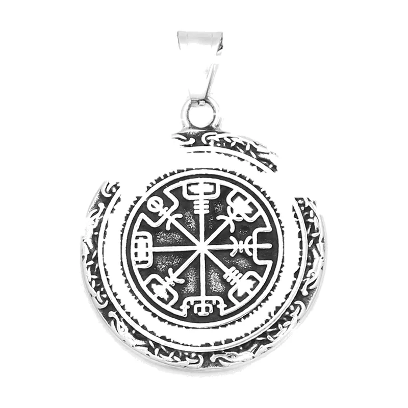 Vegvisir Viking Compass Pendant with Matching Chain, Stainless Steel