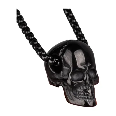 Colgante de Calavera con Cadena Curb, Acero Inoxidable