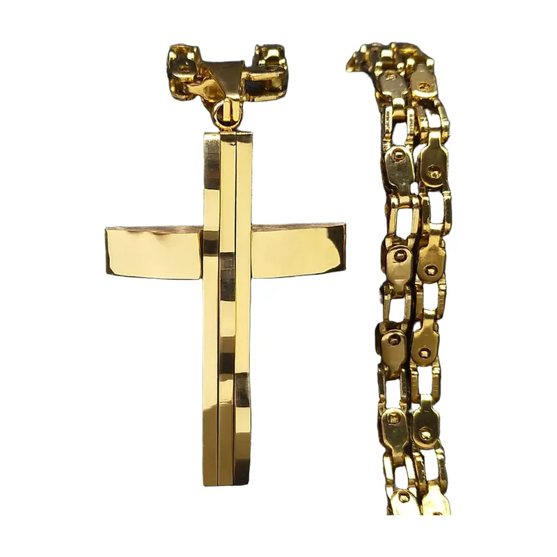 Collana con Pendente a Croce e Catena, Acciaio Inossidabile 316L