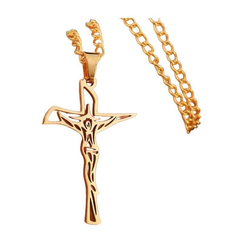 Collana con Pendente Crocifisso e Catena, Acciaio Inossidabile