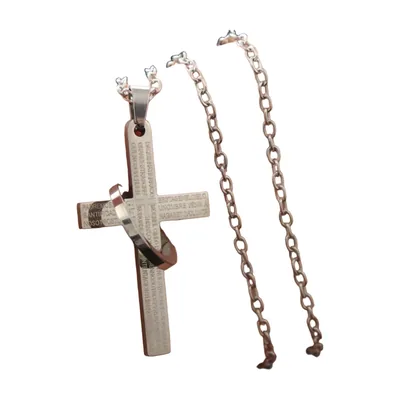 Jesus Kreuz Anhänger mit Gravur, Edelstahl