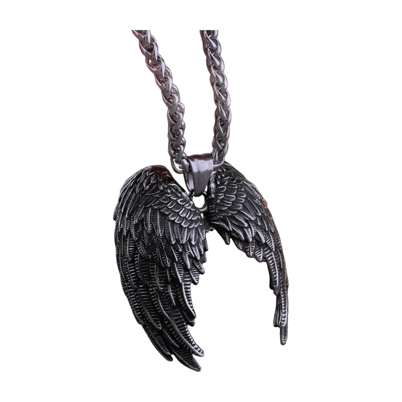 Collana con Pendente Ali d'Angelo e Catena, Acciaio Inossidabile