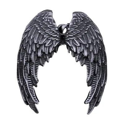 Pendente Ali d'Angelo con Catena Curb, Acciaio Inossidabile