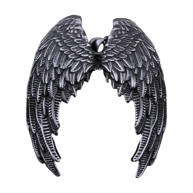 Pendente Ali d'Angelo con Catena Curb, Acciaio Inossidabile