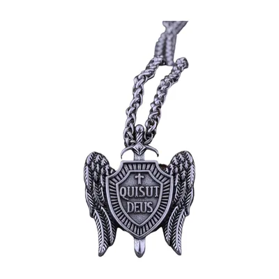 Colgante de San Miguel Arcángel Espada y Escudo, Acero Inoxidable