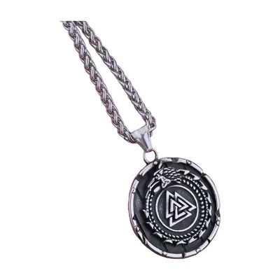 Valknut Dreieck Anhänger mit Drachen-Details, Edelstahl