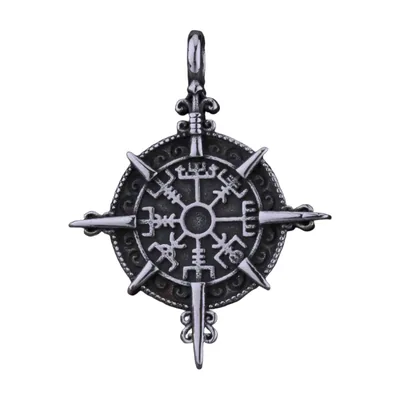Vegvisir Norse Compass Pendant with Curb Chain, Stainless Steel