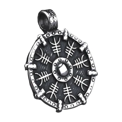 Vegvisir Wikinger Kompass Anhänger mit Runenkette, Edelstahl